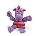 HuggleHounds Rainbow Durable Plush Corduroy Knotties Squeaky Dog Toy, Unicorn, Small