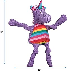 HuggleHounds Rainbow Durable Plush Corduroy Knotties Squeaky Dog Toy, Unicorn, Large slide 2 of 9