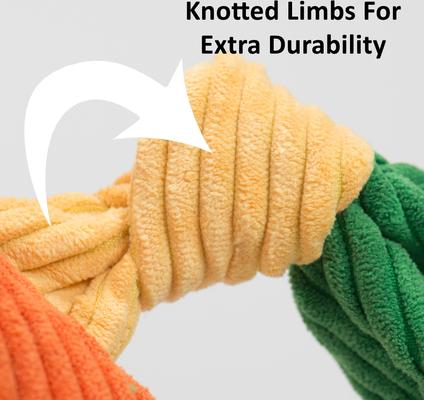 Show full view: HuggleHounds Rainbow Durable Plush Corduroy Knotties Squeaky Dog Toy, Elephant, Small slide 6 of 12