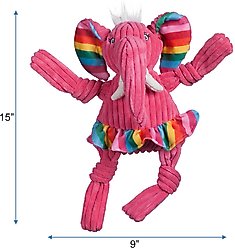 HuggleHounds Rainbow Durable Plush Corduroy Knotties Squeaky Dog Toy, Elephant, Large slide 2 of 9