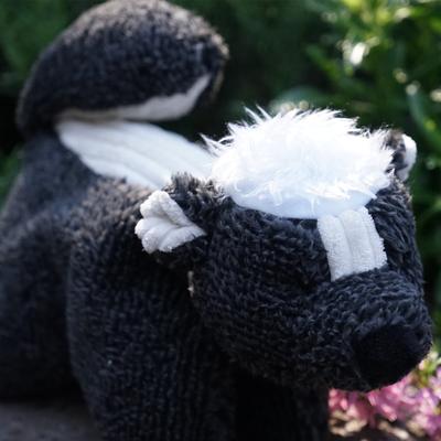 Show full view: HuggleHounds Squooshies Durable Plush Squeaky Dog Toy, Skunk slide 5 of 8