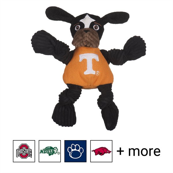 HuggleHounds College Mascot Plush Corduroy Knottie Squeaky Plush Dog Toy, University of Tennessee, Small  slide 1 of 3