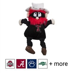 HuggleHounds College Mascot Plush Corduroy Knottie Squeaky Plush Dog Toy, Texas Tech University, Small 