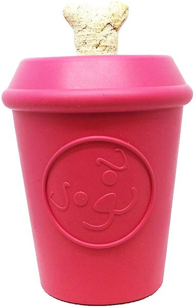 MuttsKickButt Coffee Cup Treat Dispensing Tough Dog Chew Toy, Pink, Large slide 1 of 10