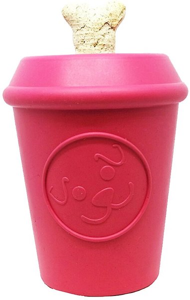 MuttsKickButt Coffee Cup Treat Dispensing Tough Dog Chew Toy, Pink, Medium slide 1 of 10