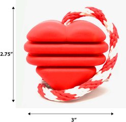 MuttsKickButt Heart on a String Treat Dispensing Tough Dog Chew Toy, Red, Large slide 2 of 6