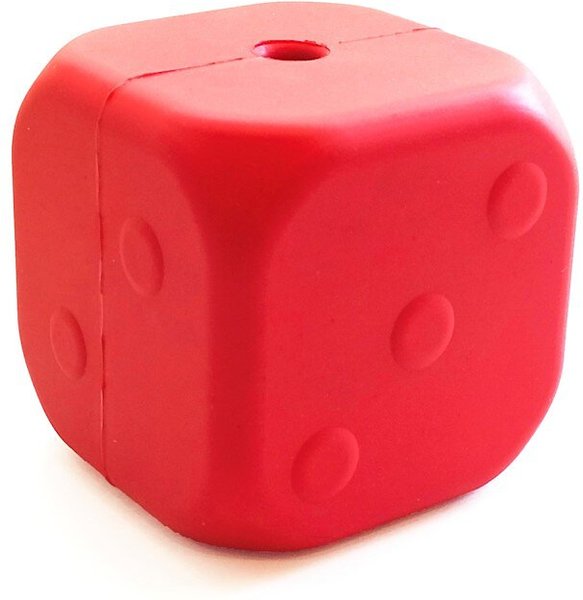 MuttsKickButt Roll of the Dice Treat Dispensing Tough Dog Chew Toy, Red, Large slide 1 of 8