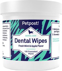 Petpost Mint & Apple Flavor Dog Dental Wipes, 100 count
