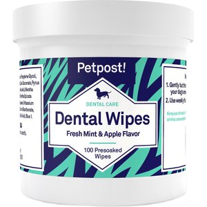 Petpost Mint & Apple Flavor Dog Dental Wipes, 100 count