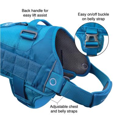 Show full view: Kurgo RSG Townie Polyester Reflective Back Clip Dog Harness, Coastal Blue/Charcoal Gray, Medium: 18 to 28-in chest slide 3 of 9