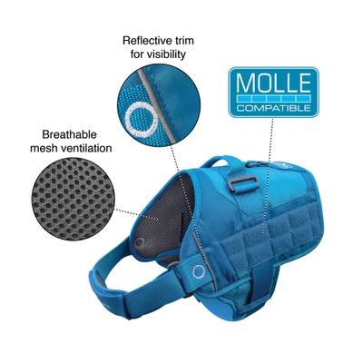 Show full view: Kurgo RSG Townie Polyester Reflective Back Clip Dog Harness, Coastal Blue/Charcoal Gray, Large: 24 to 34-in chest slide 6 of 10