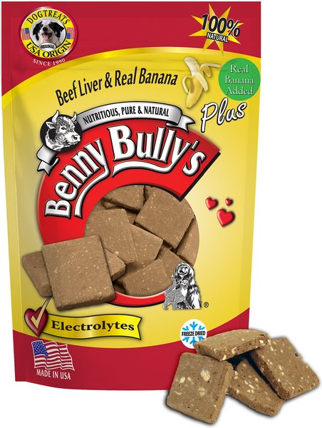 Benny Bullys Plus Beef Liver & Banana Freeze-Dried Dog Treats, 2.1-oz bag slide 1 of 3