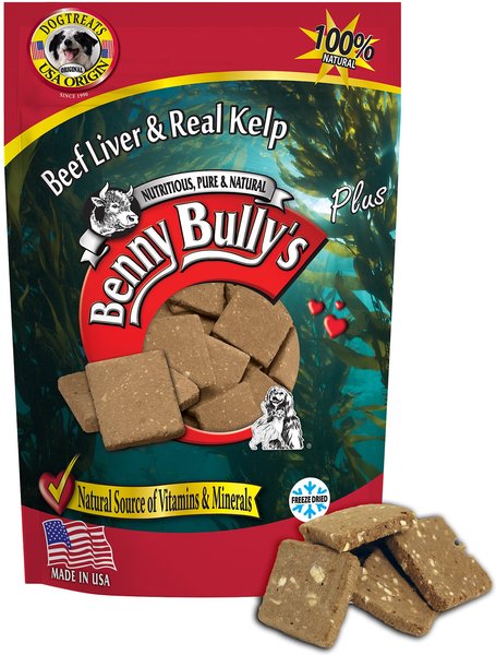 Benny Bullys Plus Beef Liver & Kelp Freeze-Dried Dog Treats, 2.1-oz bag slide 1 of 3