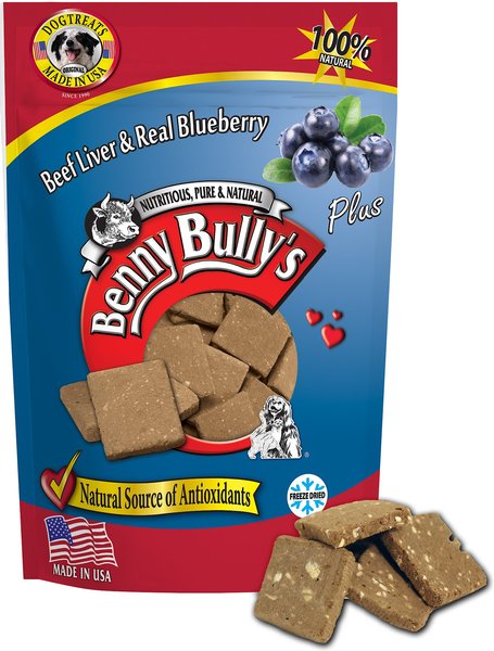Benny Bullys Plus Beef Liver & Blueberry Freeze-Dried Dog Treats, 2.1-oz bag slide 1 of 3