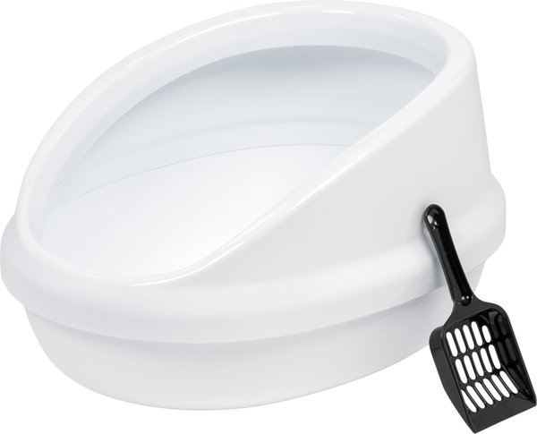 IRIS Large High-Back Open Top Cat Litter Pan with Scatter Shield & Scoop, White slide 1 of 4