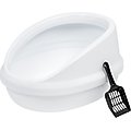 IRIS Large High-Back Open Top Cat Litter Pan with Scatter Shield & Scoop, White