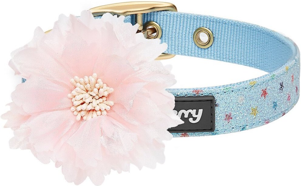 Blueberry Pet The Most Coveted Holo Glitter Dog Collar with Flower, Rosy Red