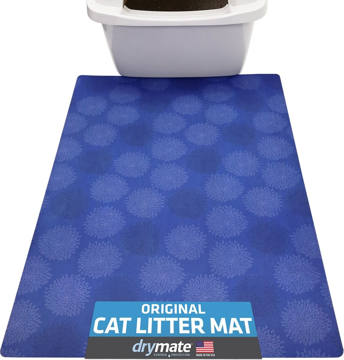 DRYMATE Protective & Decorative Cat Litter Mat, Good Medicine Blue