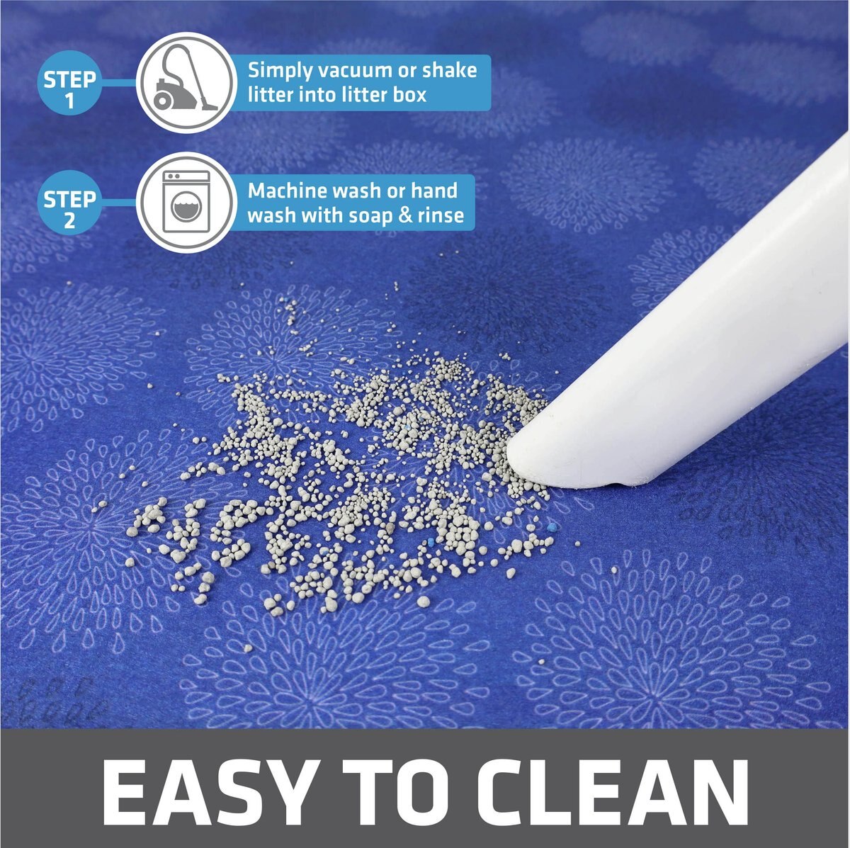 DRYMATE Protective & Decorative Cat Litter Mat, Good Medicine Blue