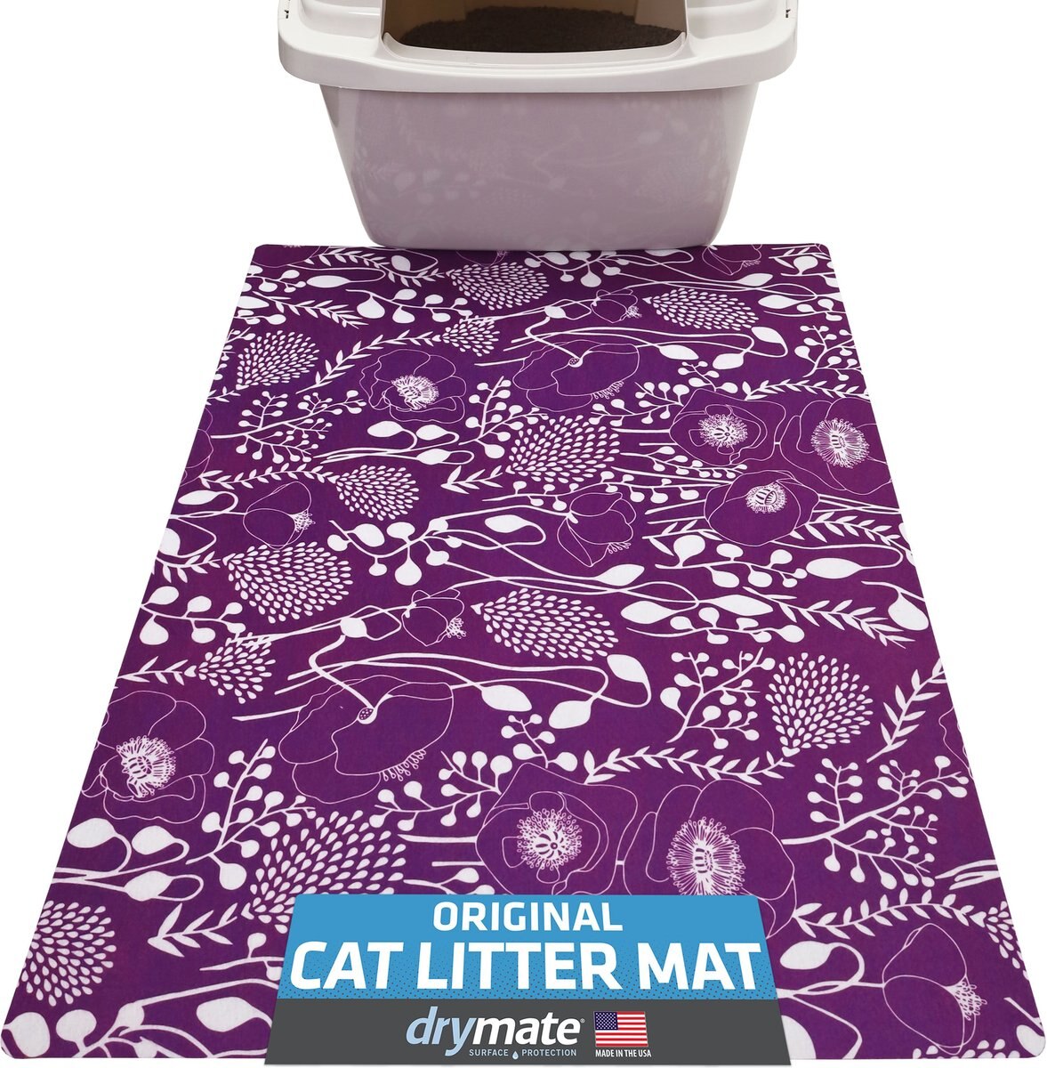 DRYMATE Protective & Decorative Cat Litter Mat, Good Medicine Plum