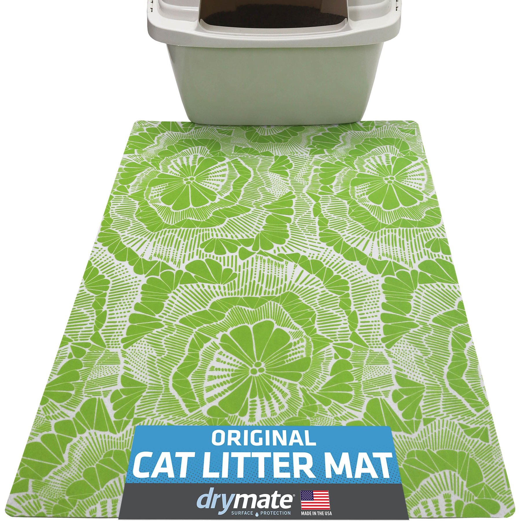 DRYMATE Protective & Decorative Cat Litter Mat, Surf Green, Large, 20