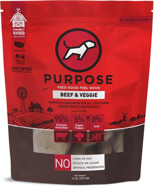 PURPOSE Beef Veggie Grain Free Freeze Dried Dog Food 14 oz bag