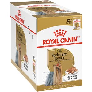 Royal Canin Breed Health Nutrition Yorkshire Terrier Adult Loaf in Gravy Pouch Dog Food, 3-oz, case of 12