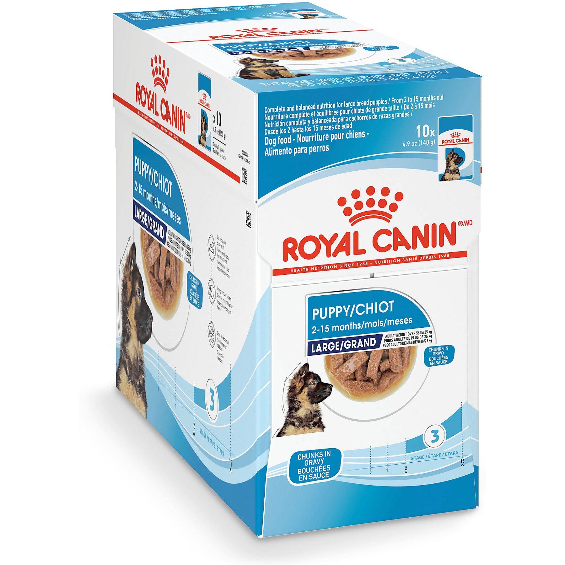Royal Canin Size Health Nutrition Medium Puppy Chunks in Gravy Dog Food Pouch, 4.9-oz, case of 10