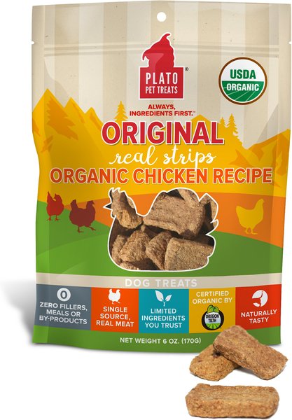 Plato Original Real Strips Chicken Recipe Dog Treats, 3-oz bag slide 1 of 4