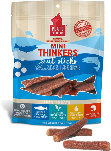 Plato Mini Thinkers Salmon Recipe Dog Treats, 3-oz bag slide 1 of 4