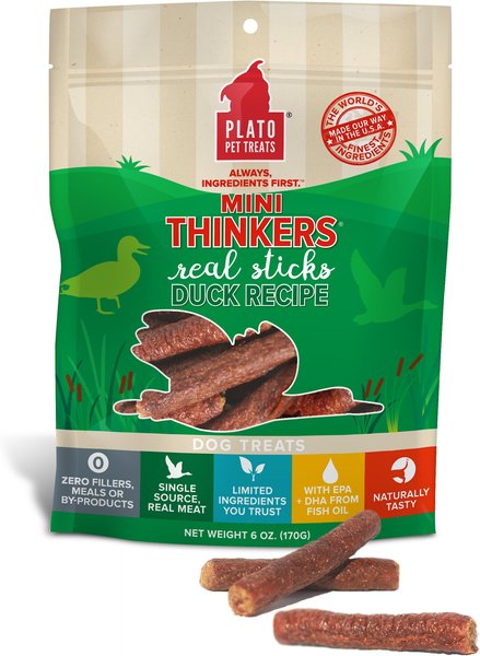 Plato Mini Thinkers Duck Recipe Dog Treats, 3-oz bag slide 1 of 4