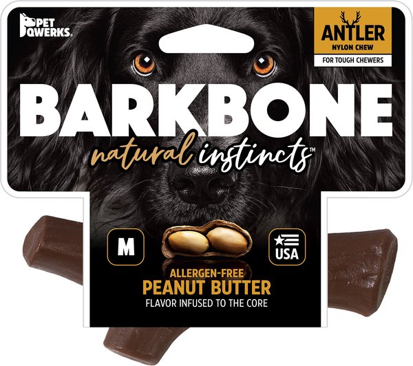 PET QWERKS Peanut Butter Flavor Nylon Antler Tough Dog Chew Toy, Medium -  