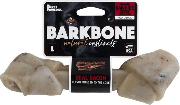 Pet Qwerks Rawhide Styles Bacon Flavor Nylon Bone Tough Dog Chew Toy, Medium slide 1 of 4