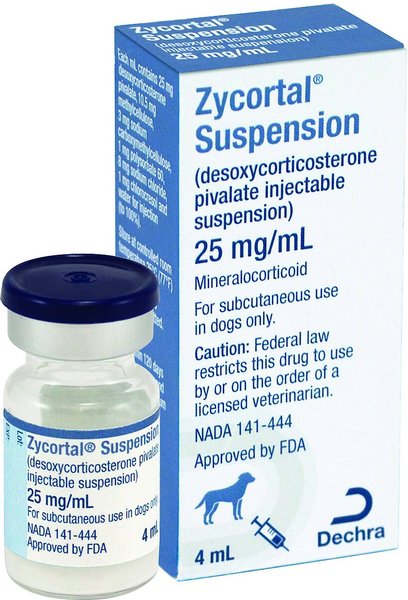 Zycortal (desoxycorticosterone pivalate injectable suspension) Injectable for Dogs, 25-mg/mL, 4-mL slide 1 of 6