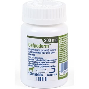 Cefpoderm (cefpodoxime proxetil) Tablets for Dogs, 200-mg, 1 tablet