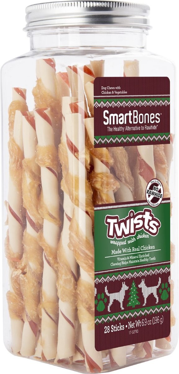 SmartBones Holiday Chicken Wrapped Twists Dog Treats, 28 count