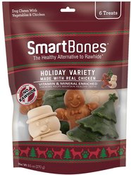 SmartBones Holiday Variety Vegetables & Chicken Dog Treats, 6 count