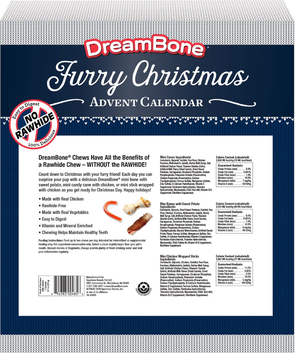 DREAMBONE Furry Christmas Holiday Advent Calendar Variety Pack Dog