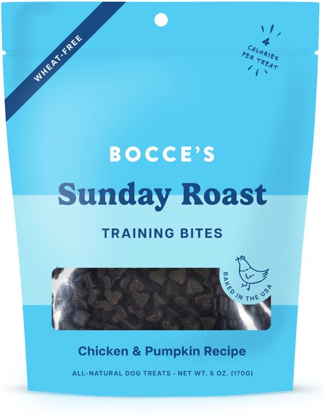 Bocce's Bakery Sunday Roast Chicken & Pumpkin Recipe Training Bites Dog Treats, 6-oz bag slide 1 of 2