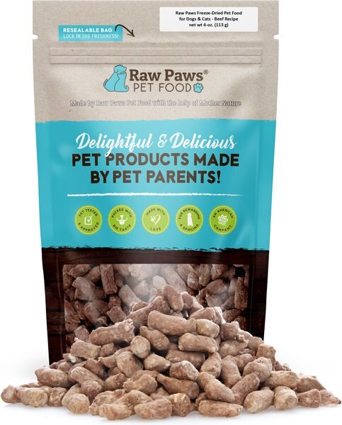 Raw Paws All Natural Freeze-Dried Grass-Fed Beef Recipe Dog & Cat Treats, 4-oz bag slide 1 of 7