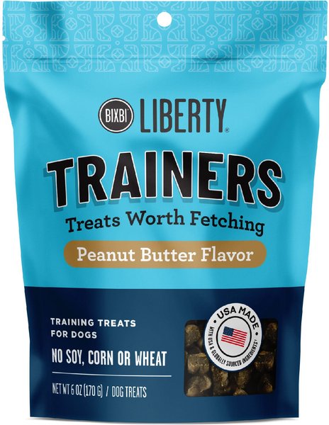 BIXBI Liberty Trainers Peanut Butter Flavor Grain-Free Dog Treats, 6-oz bag slide 1 of 2