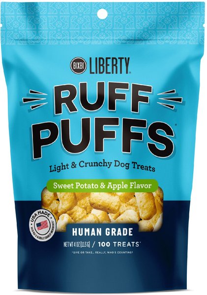 BIXBI Liberty Ruff Puffs Chicken-Free Sweet Potato & Apple Flavor Dog Treats, 4-oz bag slide 1 of 2