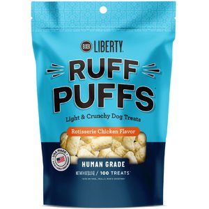 BIXBI Liberty Ruff Puffs Rotisserie Chicken Flavor Dog Treats, 4-oz bag