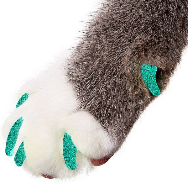PURRDY PAWS Soft Cat Nail Caps, Seafoam Glitter, Small, 40 count