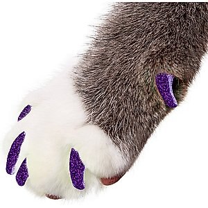 Purrdy Paws Soft Cat Nail Caps, Purple Glitter, Large, 40 count