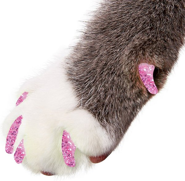 Purrdy Paws Soft Cat Nail Caps, Pink Glitter, X-Small, 40 count slide 1 of 9