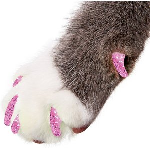 Purrdy Paws Soft Cat Nail Caps, Pink Glitter, Medium, 40 count