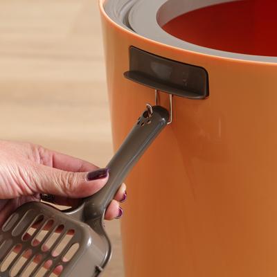 Show full view: IRIS Round Top Entry Cat Litter Box & Scoop, Orange slide 5 of 10