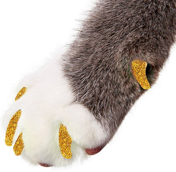 Purrdy Paws Soft Cat Nail Caps, Gold Glitter, Small, 40 count slide 1 of 9