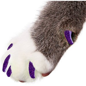 Purrdy Paws Soft Cat Nail Caps, Purple Glitter, Medium, 20 count